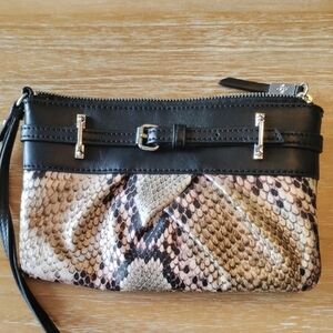 Simply Vera Vera Wang Black and Brown Clutch with Snakeskin Print